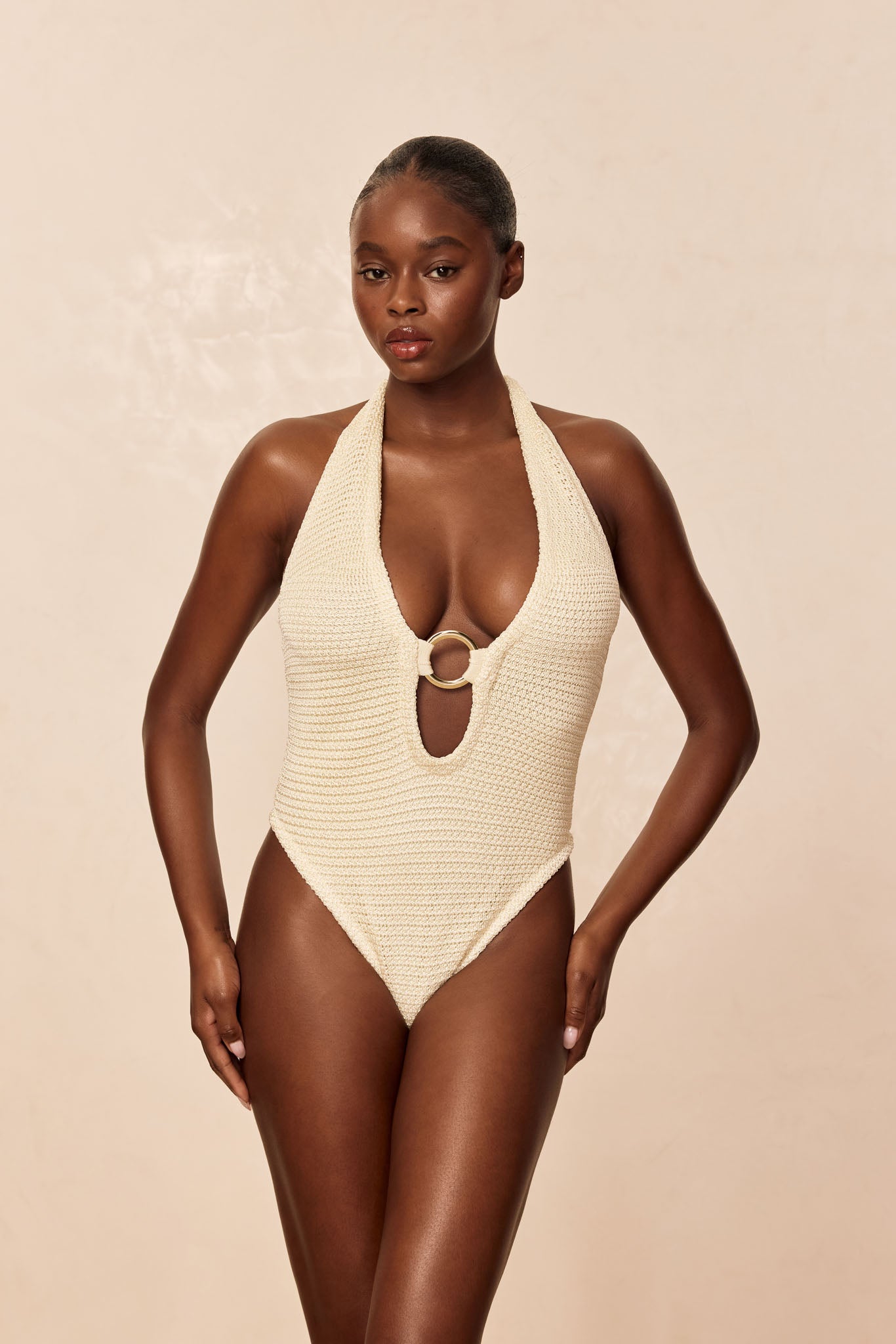 Alternative view of Ivory Shiny Treble Knit / P