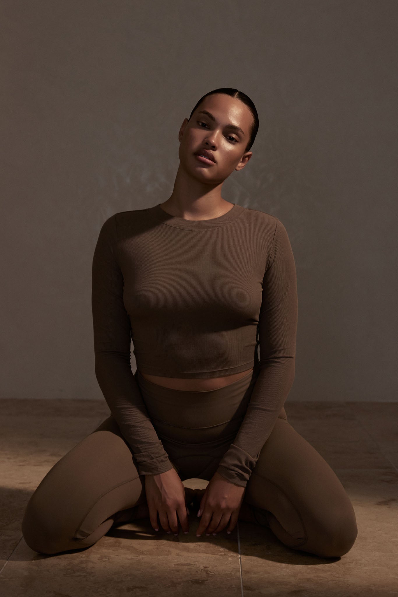 Alternative view of Hayworth Long Sleeve   Stone Lightweight Rib