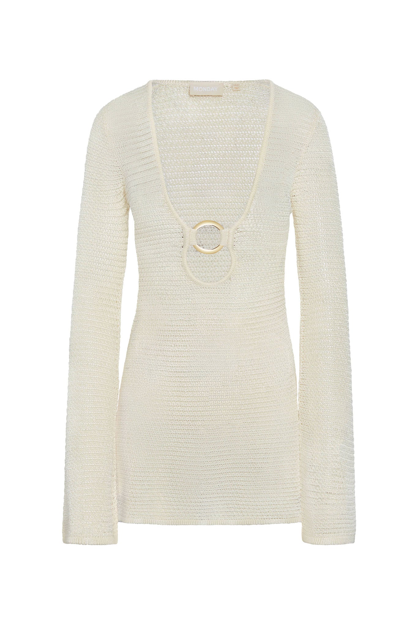Montego Mini Dress - Ivory Shiny Treble Knit