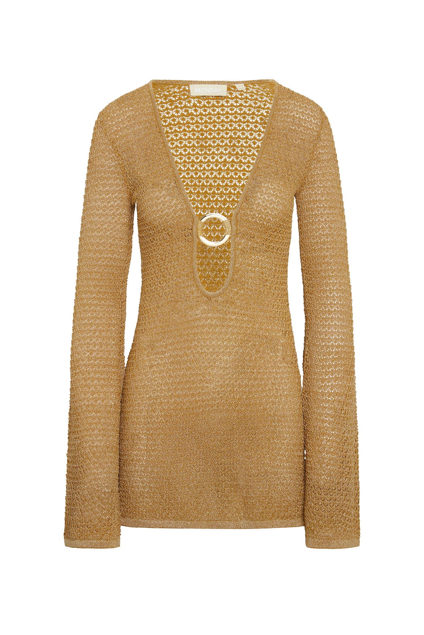 Montego Mini Dress - Antique Gold Lace Crochet