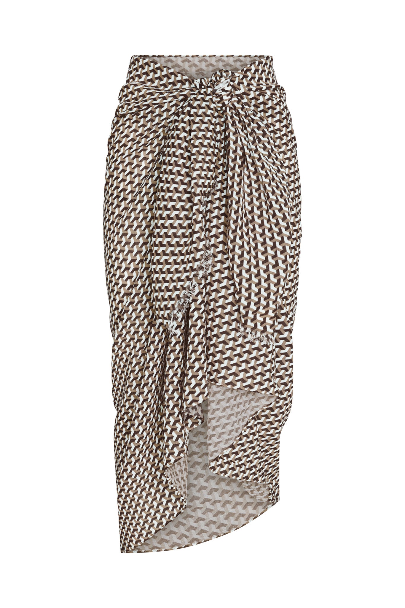 St. Tropez Sarong - Husk Geo Crinkle Linen