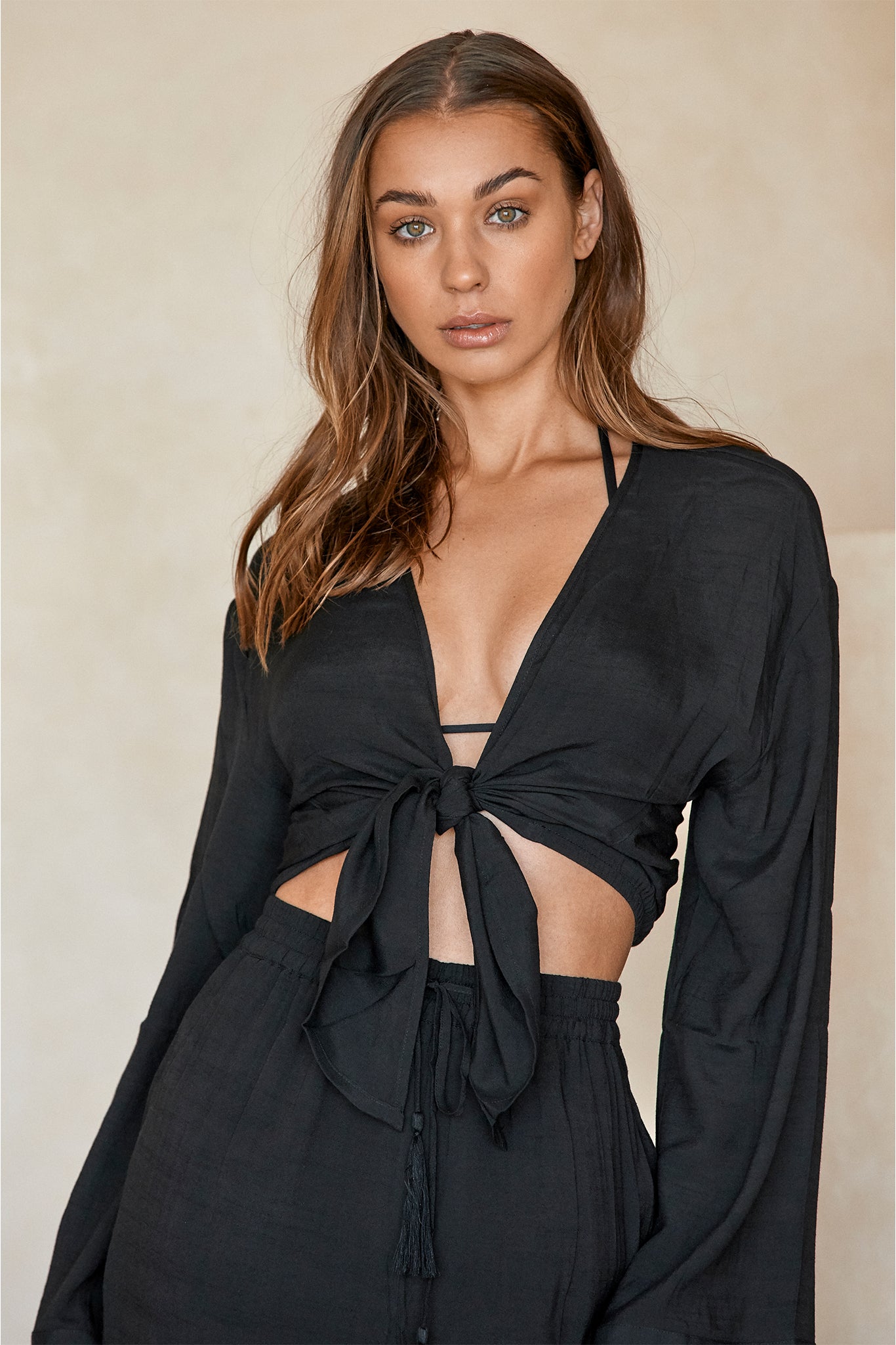 Alternative view of Tahiti Tie Top - Black